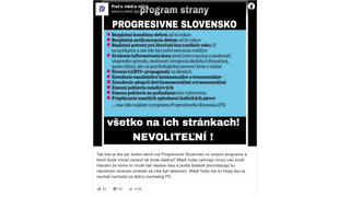 Fact Check: Predvolebný program PS z Facebooku NIE je pravdivý